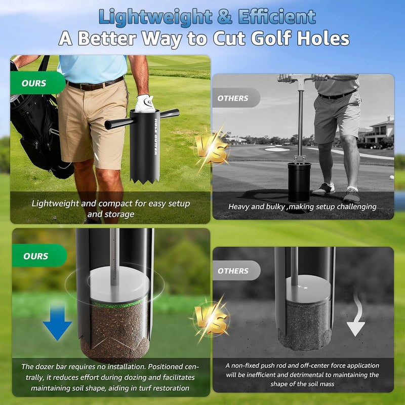 GYACS Portable Golf Hole Cutter – 4" & 6" Stainless Steel Golf Cup Cutter with Built-in Soil Pushing Rod – Ideal for Backyard Putting Green & Lawn - Image 5